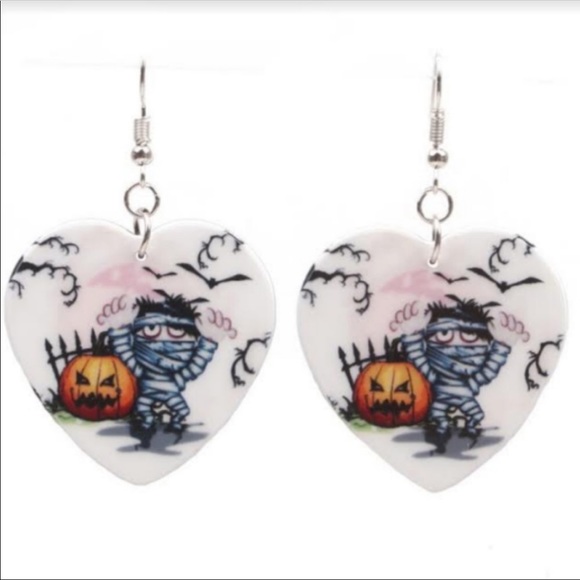 Trendy Jewels Jewelry - Halloween Pumpkin & Mummy Heart Drop Earrings